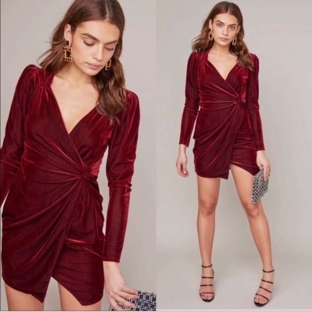 Astr The Label “Lanita” Wrap Ribbed‎ Velour Dress XS